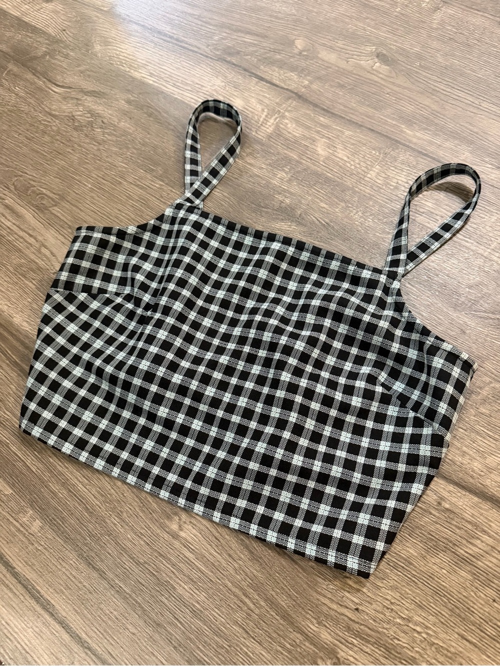 BP Black and White Gingham Crop Tank Top